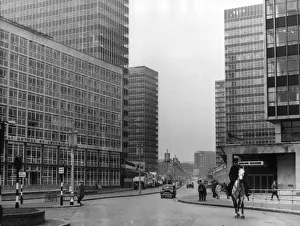 Prints of Modern office blocks, built in the London Wall area of the City of London, after the World War Two Blitz. Date: 1960s City Of London Prints: London Wall Office Blocks Print, 1960s