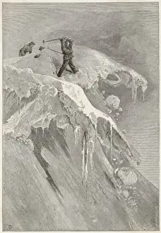 Moming Pass Print: Edward Whymper at Summit