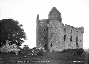 Prints of Monea Castle, Co. Fermanagh - a view of a derelict castle. (Location: Northern Ireland: County Fermanagh: Monea). Date: circa early 1900s Castle Prints: Monea Castle, Co. Fermanagh Print - circa early 1900s