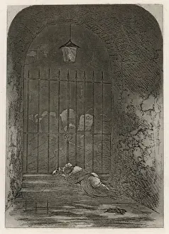 Charles Dickens Prints: Print of Lady Dedlock's Discovery at the Cemetery Gates