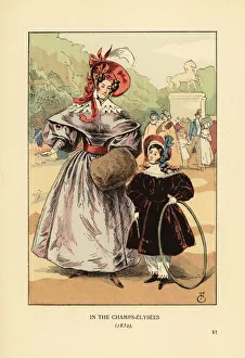 Mother and child playing in the Champs-Elysees, 1832 Mother and child playing in the Champs-Elysees, 1832