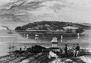 Mount Edgcumbe Print, a distant view of the estate near Plymouth