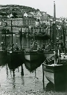 Prints of Fishing boats in the harbour at Mousehole, Cornwall Date: 1929 Mousehole Prints: Mousehole Harbour Print, Cornwall 1929