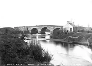 Moyola River and Bridge Print, Northern Ireland, Early 1900s