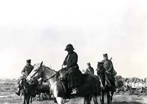 Mrs Stobart and Serbian orderlies in retreat, WW1 Mrs Stobart and Serbian orderlies in retreat, WW1