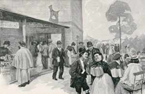 Munich beer hall. Illustration by O. Graf published Munich beer hall. Illustration by O. Graf published