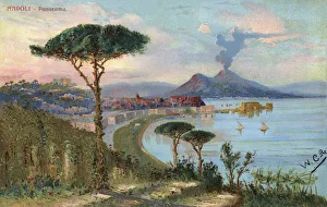 Naples, Italy - View toward the city and Mount Vesuvius Naples, Italy - View toward the city and Mount Vesuvius
