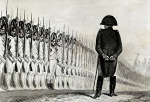 Napoleon reviewing his troops. Litography. SPAIN Napoleon reviewing his troops. Litography. SPAIN