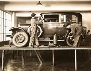 Nash Garage Warren Print - Two Mechanics Working on a Nash Auto