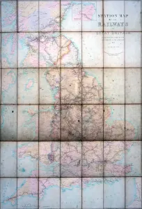 Prints of Z Macaulays station map of the railways in Great Britain, 1854 Date: 1854 Railway Prints: Z Macaulay's 1854 Great Britain Railway Station Map Print