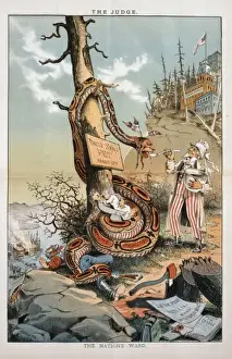 Print of The Nation's Ward, a snake coiled around a pioneer family