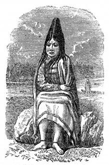 Native American Indian Girl with conical head, 1863 Native American Indian Girl with conical head, 1863
