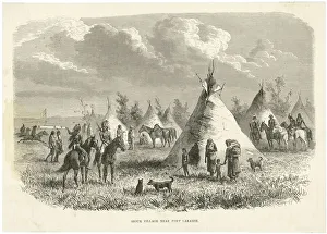 Native American Sioux village near Fort Laramie, USA Native American Sioux village near Fort Laramie, USA