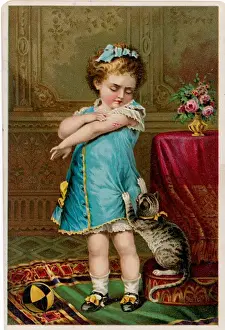 Cat Prints: Child with Cat, Print