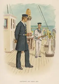 Vintage Nautical Artwork Prints: Naval Lieutenant & Boy