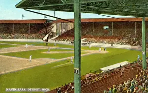 Baseball Stadium Prints: Navin Park Baseball Stadium Print, Detroit Tigers Home