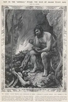 Neanderthal Man Print: 500,000 Year Old Illustration