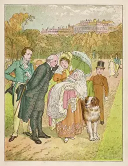Prints of The new baby, Princess Victoria, is shown off by her mother in Kensington Park, London Kensington And Chelsea Prints: New Baby Victoria 19C Print