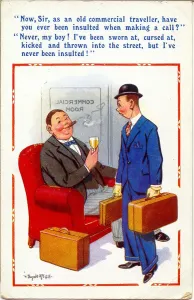 20th Century Comic Print of Two Commercial Travellers