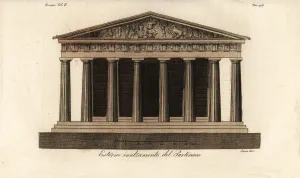 Giulio Ferrario Costume Book Prints: Extenal elevation of the Parthenon
