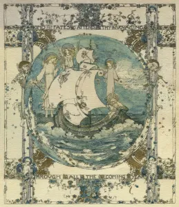 Jessie M King Print: Ship at Sea with Angel Guardians, 1926