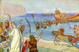 Julius Caesar's Invasion of Britain Print, 54 BC