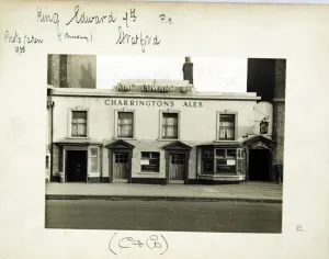 Prints of Photograph of King Edward VII PH, Stratford, London. The main side of the print (shown here) depicts: Face on view of the pub London Prints: King Edward VII PH, Stratford, London Print 1935