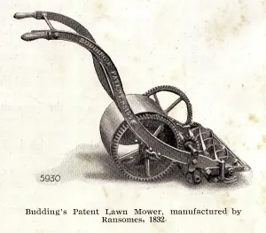 Budding's Patent Lawn Mower Print 1832