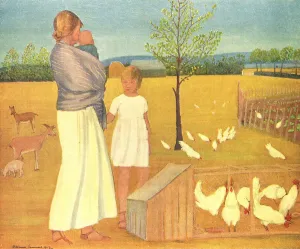 The Field: A Country Woman and Her Children, 1919 Print