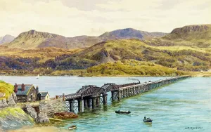 Railway Viaduct, Barmouth Print 1920s