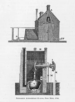 Newcomen's Atmospheric Engine Print at Pool Mine, Cornwall