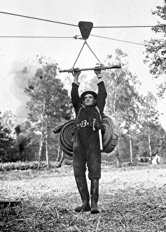 NFS firefighter at a training camp, WW2 NFS firefighter at a training camp, WW2