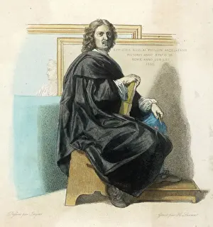 Prints of NICOLAS POUSSIN French painter, Master of the Classical school, painted chiefly in Rome, noted for mythological and scriptural subjects Nicolas Poussin Prints: Nicolas Poussin Print - A Classical French Painter