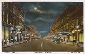 Night view of State Street, Bristol, Tennessee, USA Night view of State Street, Bristol, Tennessee, USA