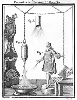 Nollet Experiment Print: Water Electricity Generation 1754
