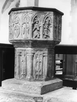 English Medieval Buildings Prints: Norman Font