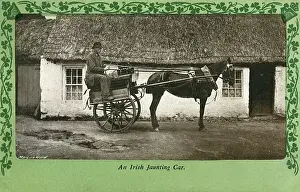 Prints of Northern Ireland - An Irish Jaunting Car - a light two-wheeled carriage for a single horse, in its most common form with seats for two or four persons placed back to back Related Prints: Northern Ireland - An Irish Jaunting Car Print, circa 1903