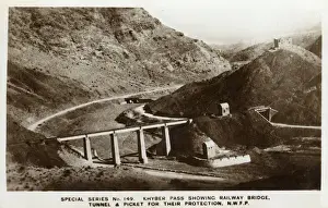 NWFP Khyber Pass Railway Bridge and Tunnel Print circa 1920s