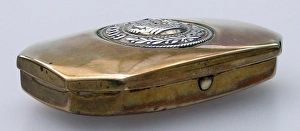 Octagonal hinged tin with a German Gott Mit Uns badge Octagonal hinged tin with a German Gott Mit Uns badge