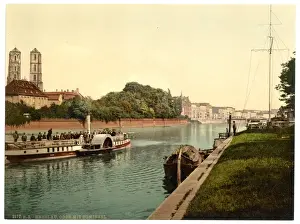 Wroclaw Old Town Prints: Oder River, with Cathedral Island, Breslau, Silesia, Germany