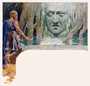 Norse Mythology Prints: Odin Drinks at Mimir Print