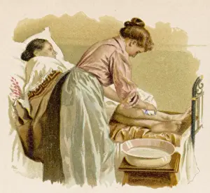Bedridden Patient Bed Bath Print