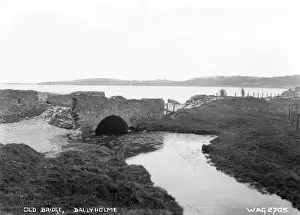 Prints of Old Bridge, Ballyholme - a view of the old stone bridge at the end of the esplanade. (Location: Northern Ireland; County Down; Bangor). Date: circa early 1900s Down Prints: Early 20th Century Print of Ballyholme Old Bridge