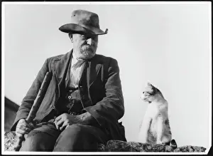 Cotswolds Landscape Images Prints: Old Man & Cat