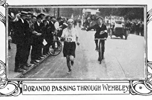 Print of Dorando Pietri passing through Wembley, 1908 Olympic Marathon