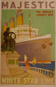 Vintage White Star Line Majestic Ocean Liner Print