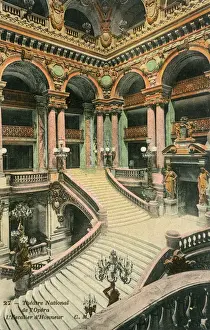 Theatres Prints: Paris Opera House Staircase Print circa 1900