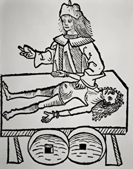 15th Century Xilografia Print: Gallbladder Operation