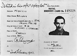 Operation Mincemeat - naval ID card of Major Martin Operation Mincemeat - naval ID card of Major Martin