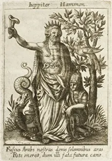 Prints of ZEUS/JUPITER AMMON - the Libyan/Egyptian form of the god, who had a famous oracle at the oasis of Siwwa, Libya Related Prints: Print of Zeus/Jupiter Ammon at Siwwa Oasis